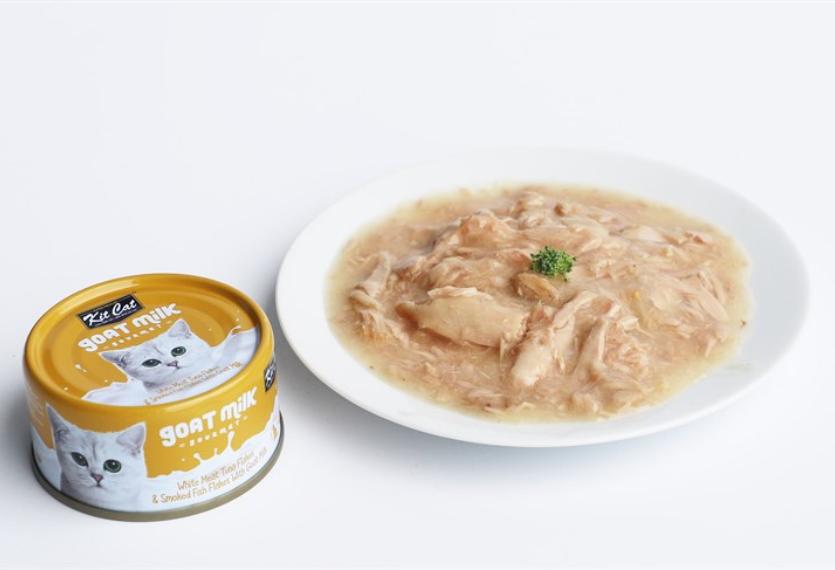 Kitcat - Thịt Hộp Cho Mèo 70g (Sữa Dê Với Cá Ngừ & Cá Hun Khói)