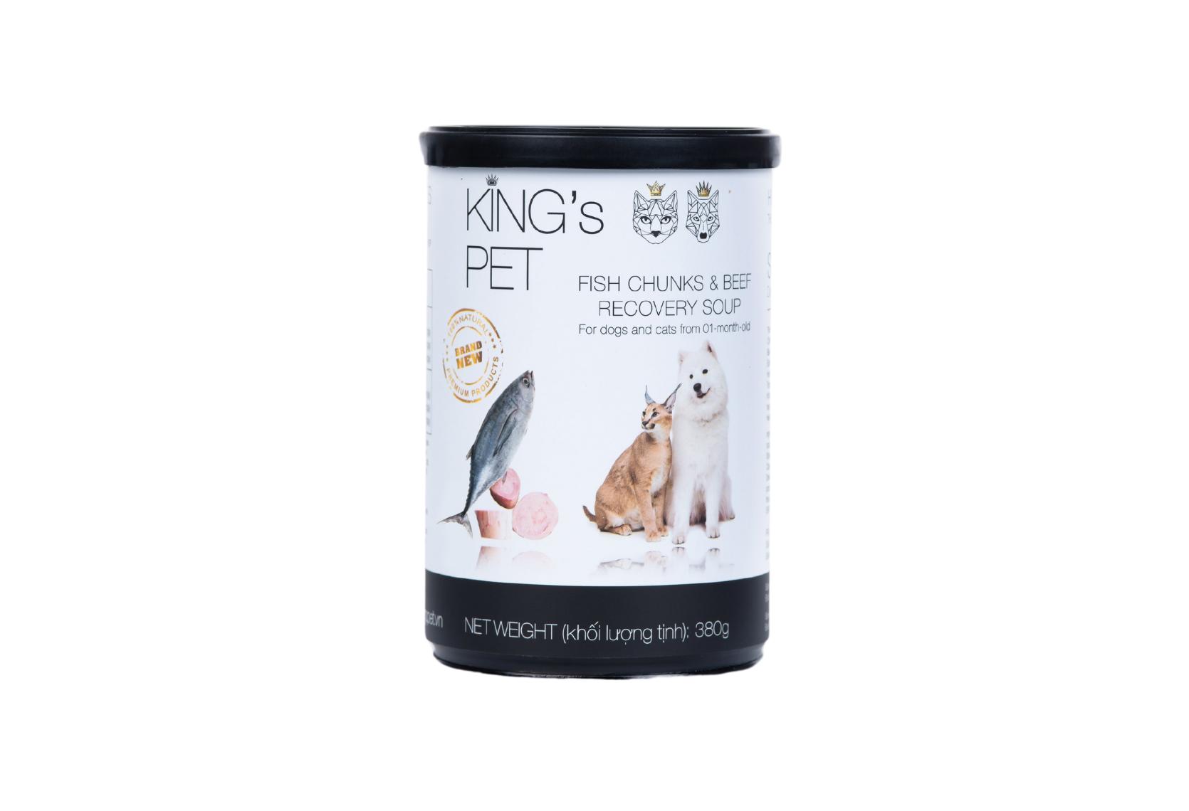 King's Pet - Pate Chó & Mèo 380g (Súp Cá Sốt Bò)