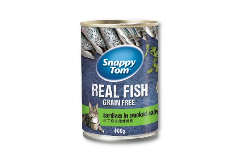 Snappy Tom (Real Fish) - Thịt Hộp Cho Mèo 400g (Cá Trích & Cá Hồi Xông Khói)