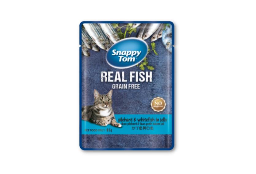 Snappy Tom (Real Fish) - Thịt Gói Cho Mèo 85g (Cá Mòi & Cá Trắng)