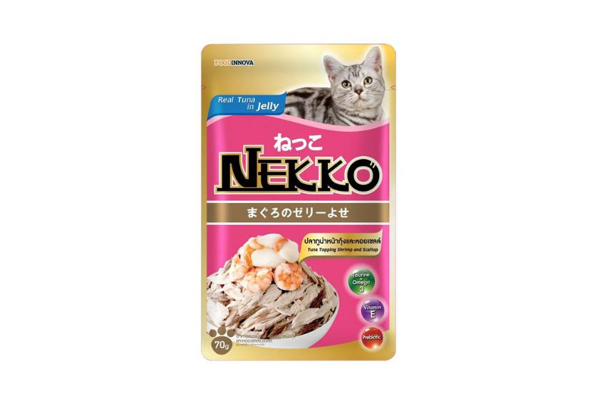 Nekko (Jelly) - Thịt Gói Cho Mèo 70g (Cá Ngừ Với Tôm & Sò Điệp)