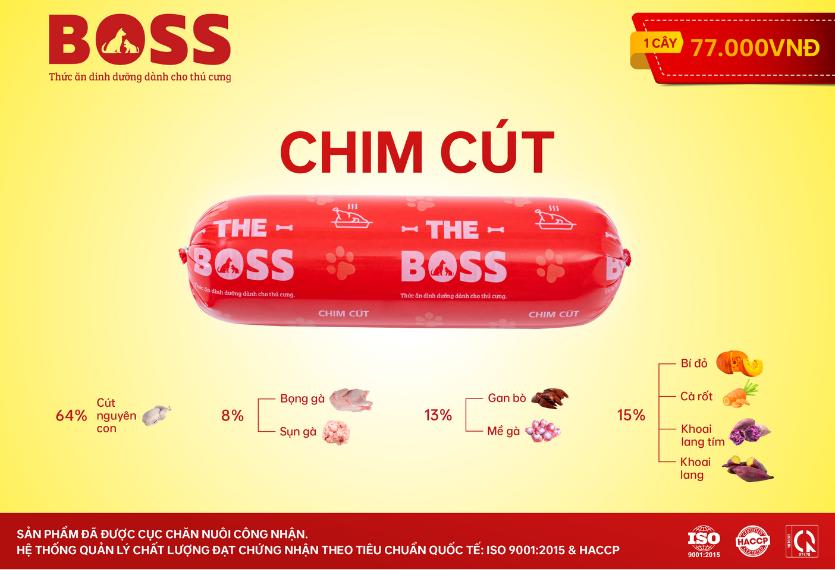 The Boss - Thịt Tươi Xay Rau Củ Chó 800g (Chim Cút)